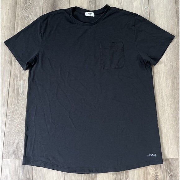 Allbirds Men's L Black Soft Merino Wool Blend Tee Short Sleeve Front Pocket - Picture 2 of 10